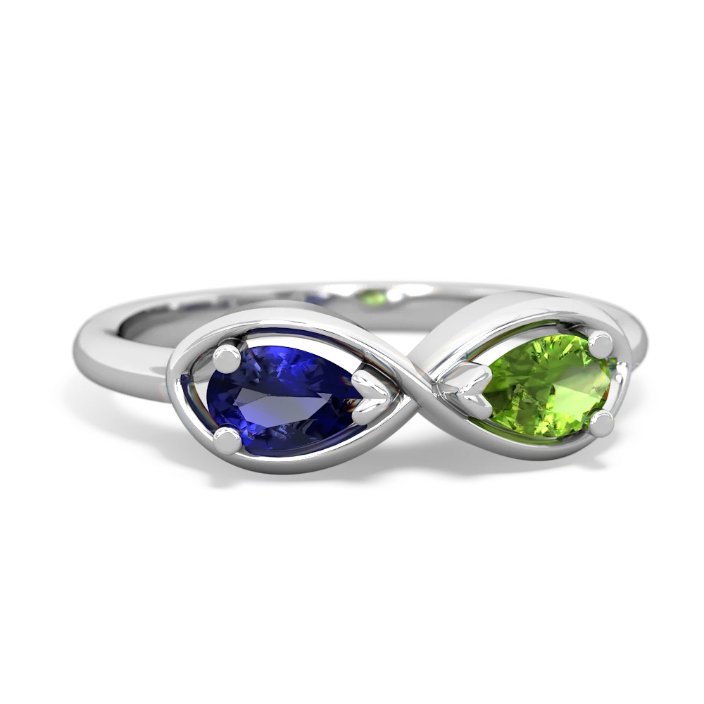 Lab Sapphire Infinity 14K White Gold ring R5050