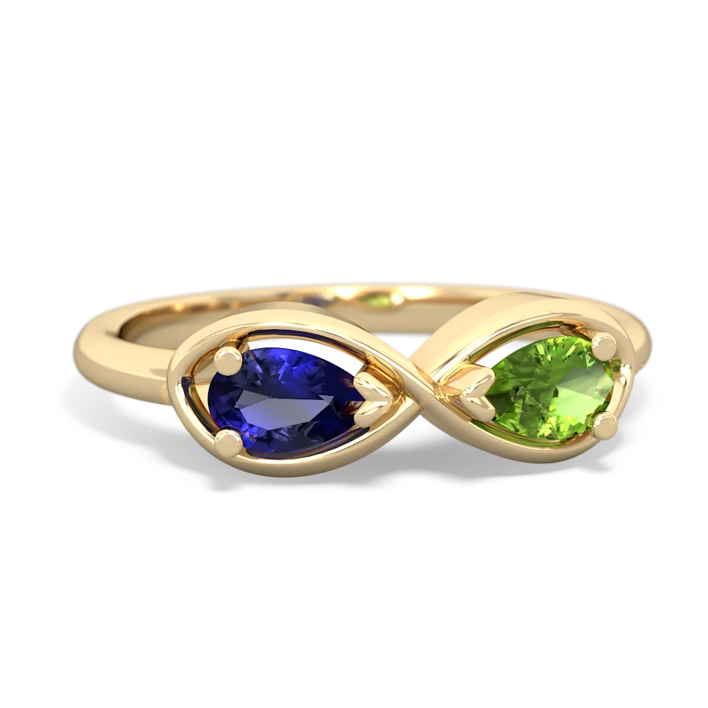 Lab Sapphire Infinity 14K Yellow Gold ring R5050