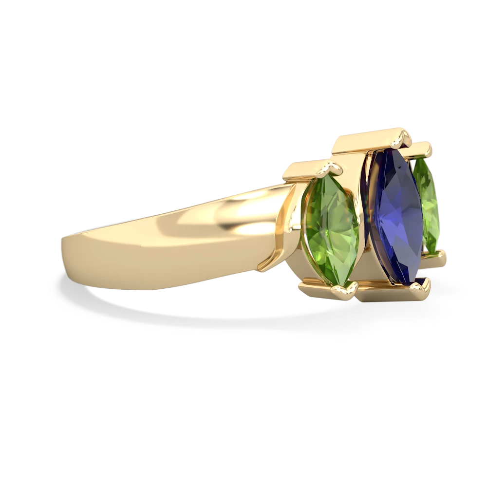 Lab Sapphire Three Peeks 14K Yellow Gold ring R2433