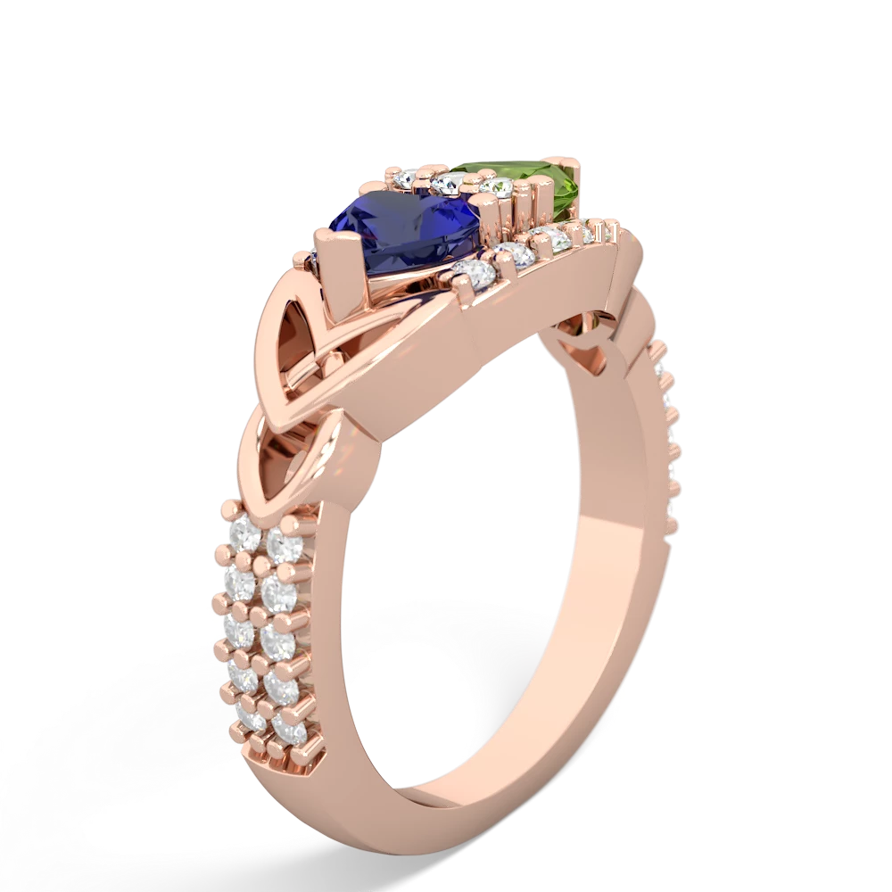 Lab Sapphire Sparkling Celtic Knot 14K Rose Gold ring R2645