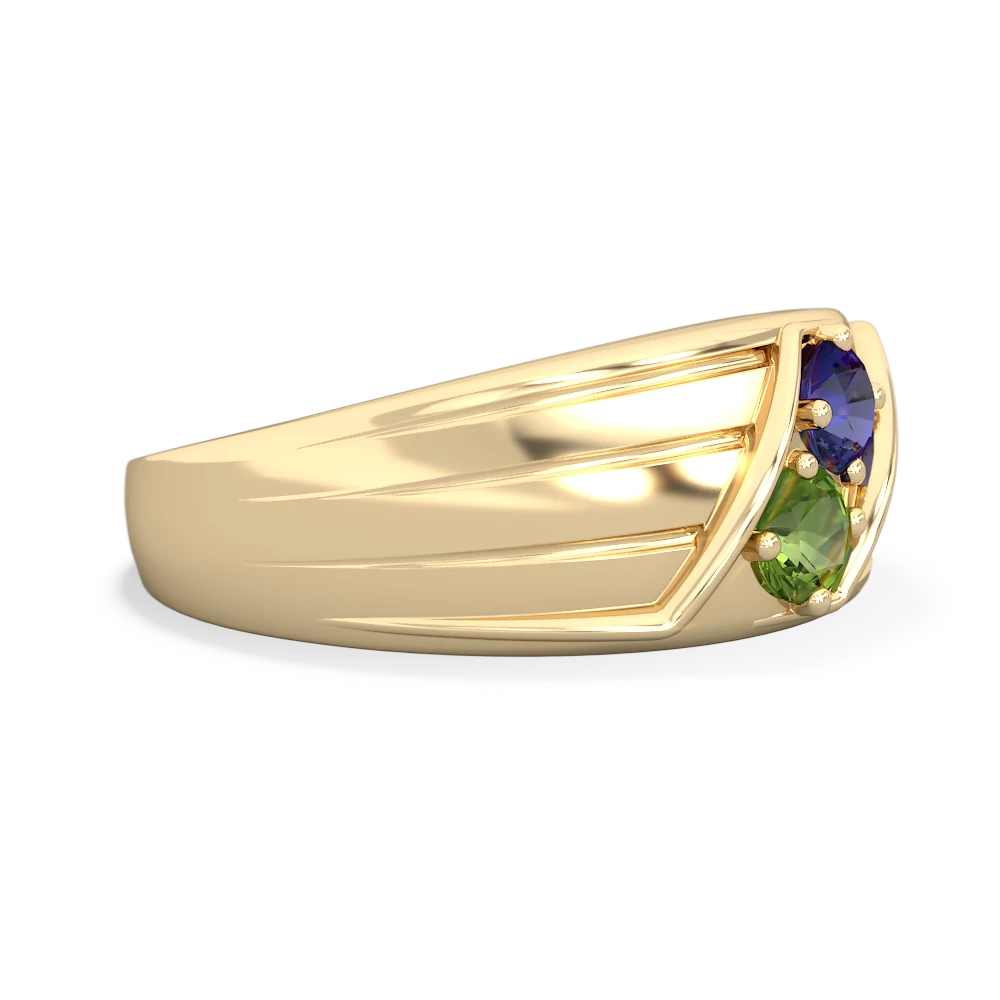 Lab Sapphire Men's Streamline 14K Yellow Gold ring R0460