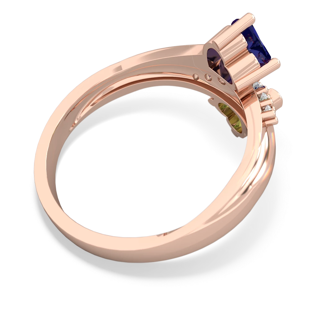 Lab Sapphire Heart To Heart 14K Rose Gold ring R2064