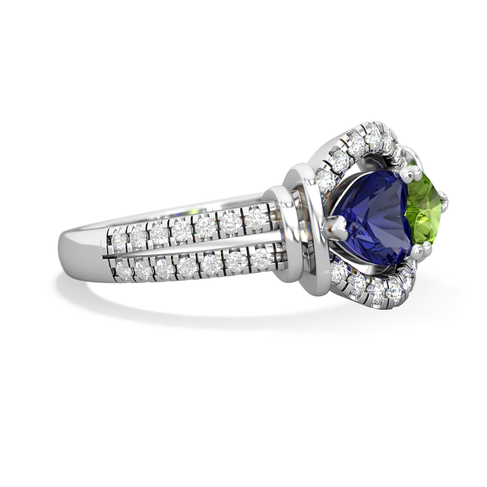 Lab Sapphire Art-Deco Keepsake 14K White Gold ring R5630