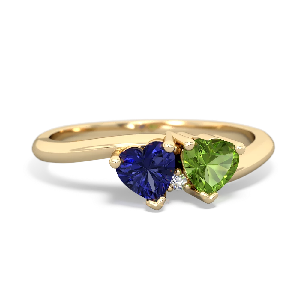 Lab Sapphire Sweethearts 14K Yellow Gold ring R5260