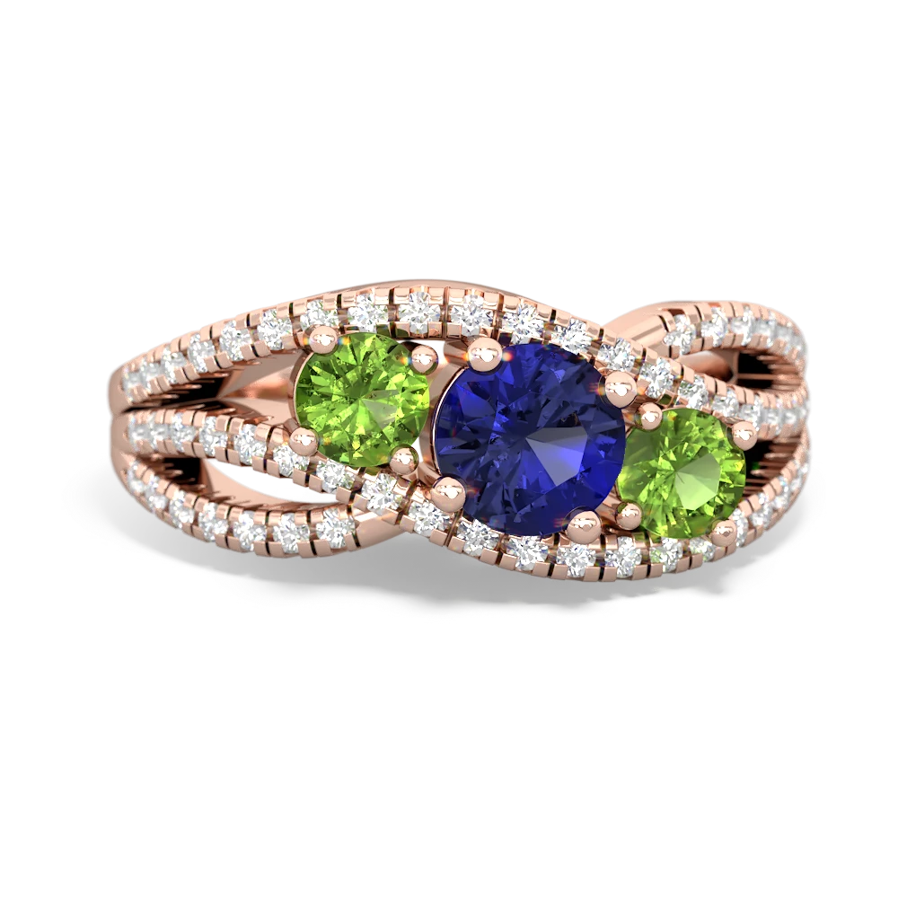 Lab Sapphire Three Stone Aurora 14K Rose Gold ring R3080