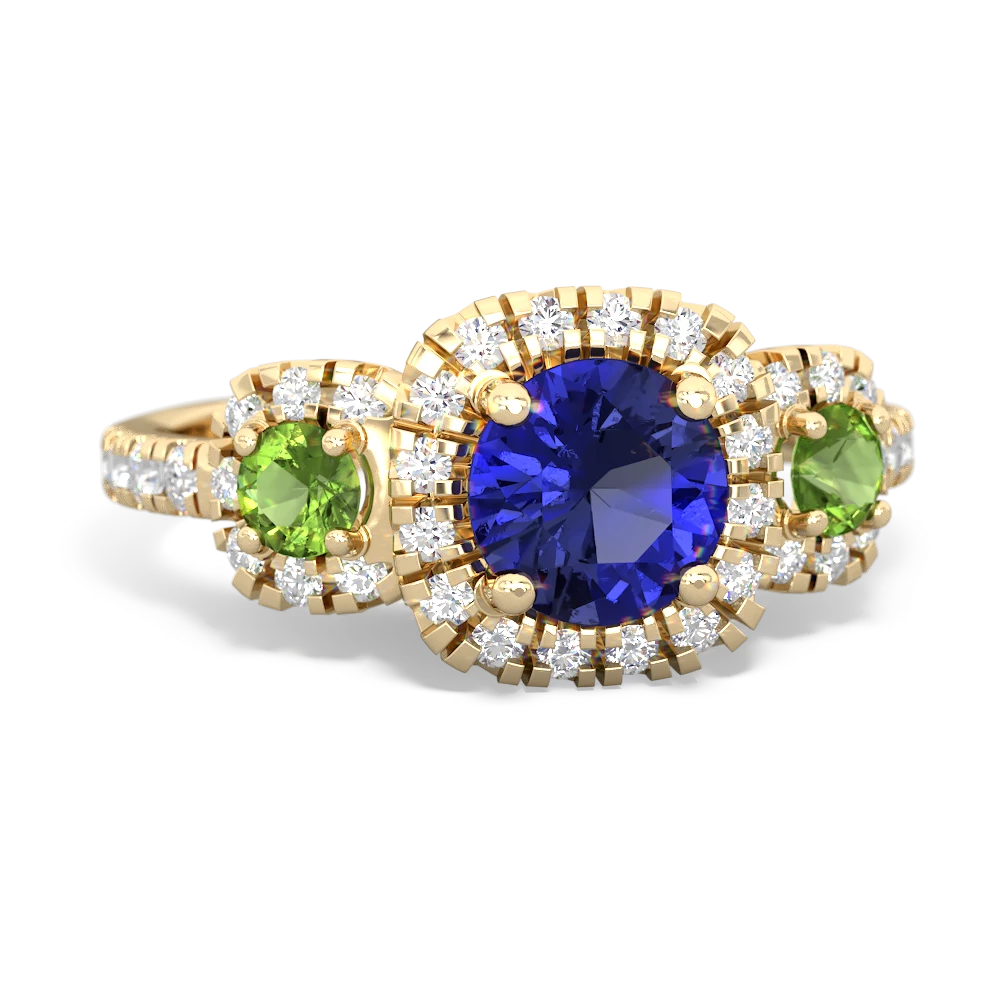 Lab Sapphire Regal Halo 14K Yellow Gold ring R5350