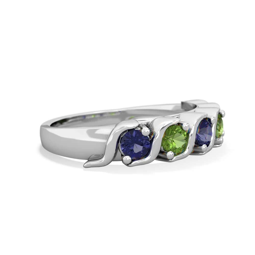 Lab Sapphire Anniversary Band 14K White Gold ring R2089