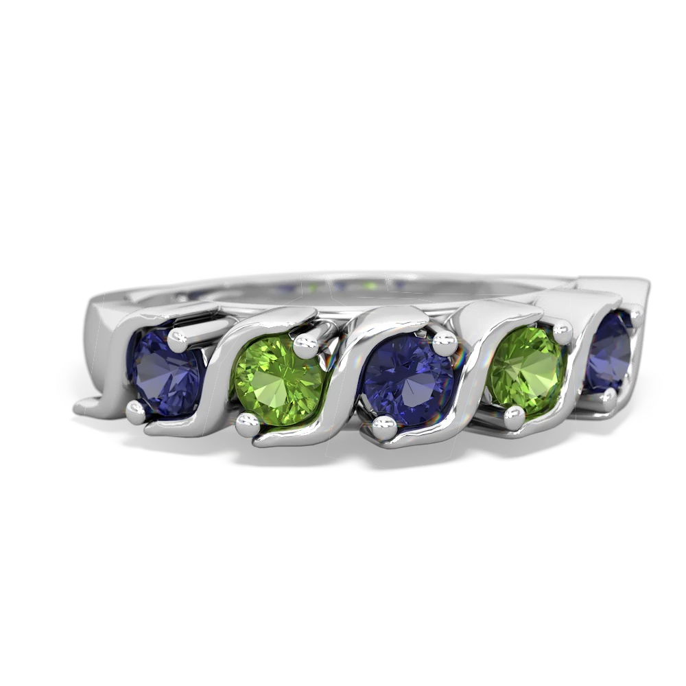 Lab Sapphire Anniversary Band 14K White Gold ring R2089