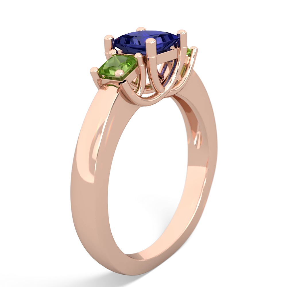 Lab Sapphire Three Stone Trellis 14K Rose Gold ring R4015