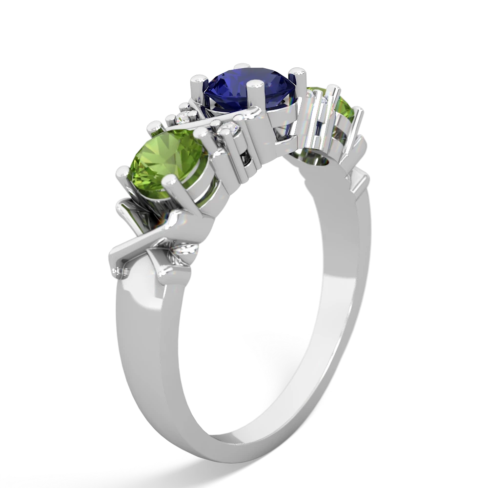 Lab Sapphire Hugs And Kisses 14K White Gold ring R5016