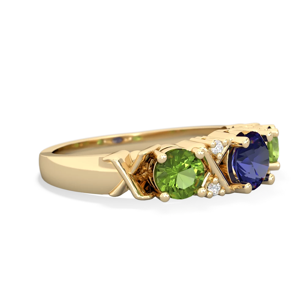 Lab Sapphire Hugs And Kisses 14K Yellow Gold ring R5016