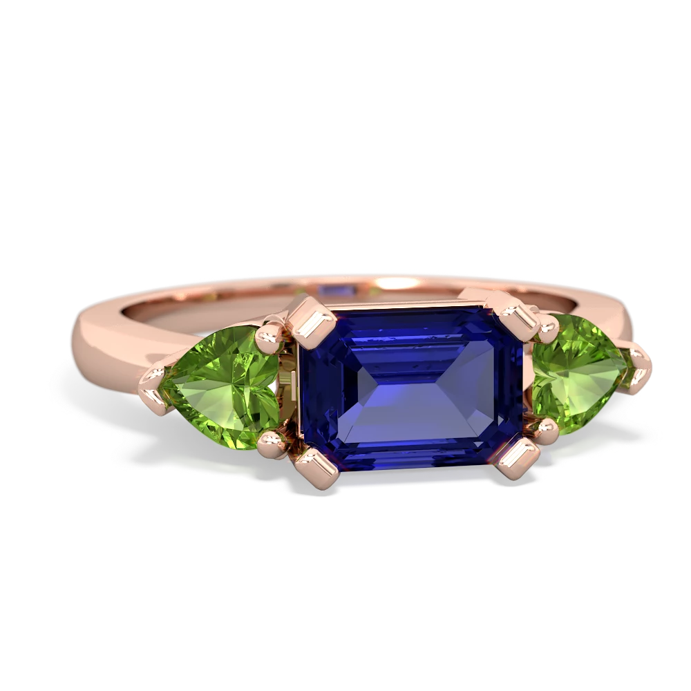 Lab Sapphire Three Stone 14K Rose Gold ring R5235