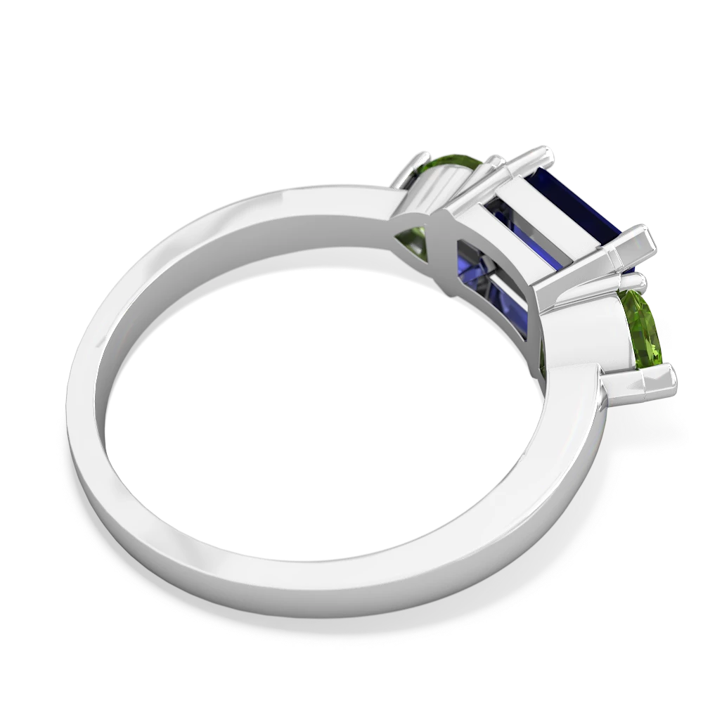 Lab Sapphire Three Stone 14K White Gold ring R5235