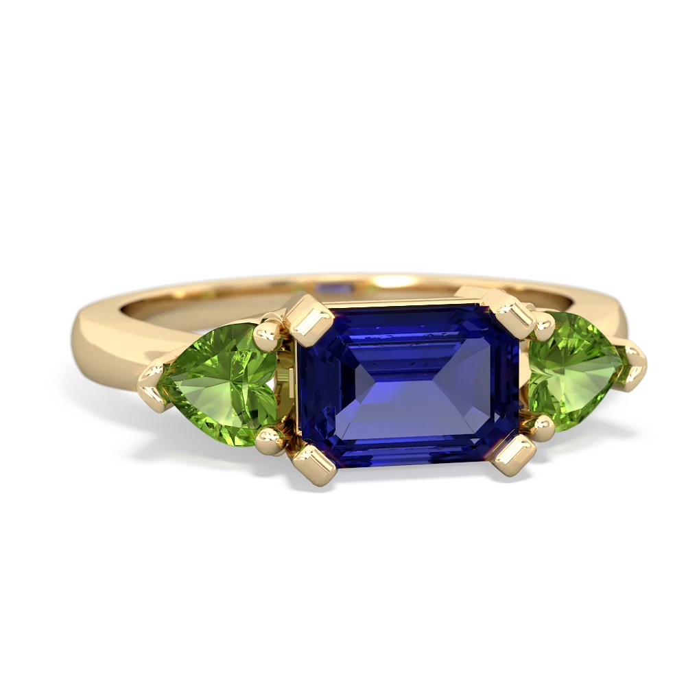 Lab Sapphire Three Stone 14K Yellow Gold ring R5235