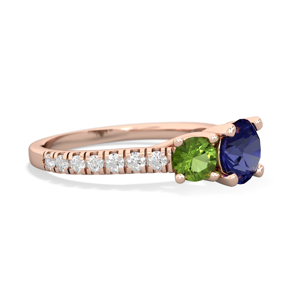 Lab Sapphire Pave Trellis 14K Rose Gold ring R5500