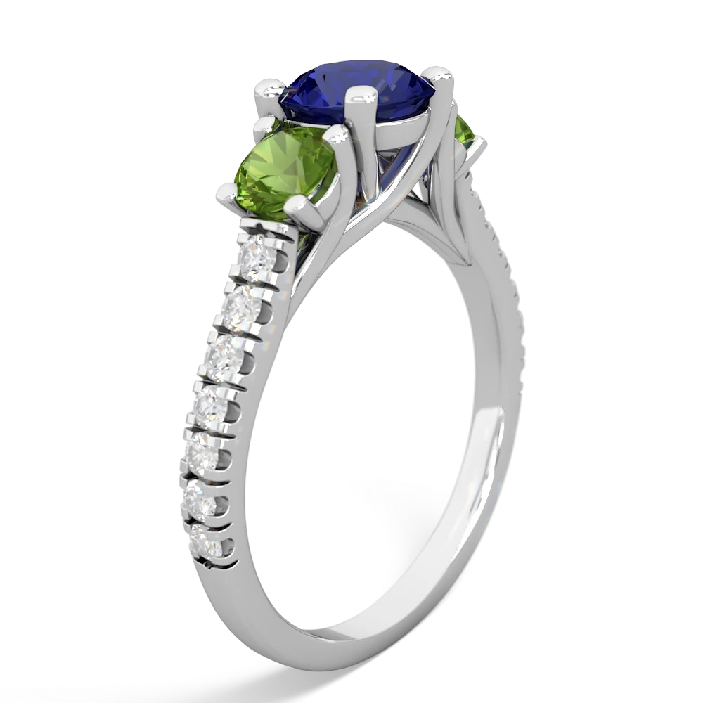 Lab Sapphire Pave Trellis 14K White Gold ring R5500