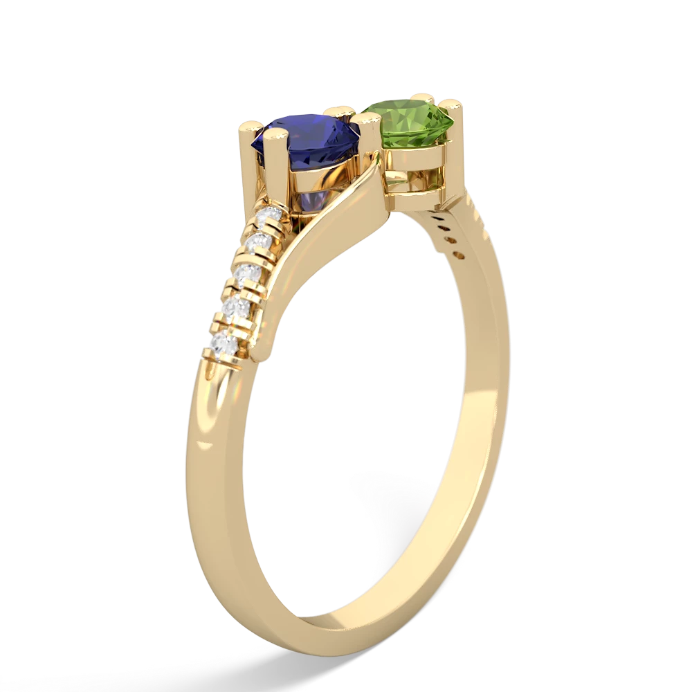 Lab Sapphire Infinity Pave Two Stone 14K Yellow Gold ring R5285