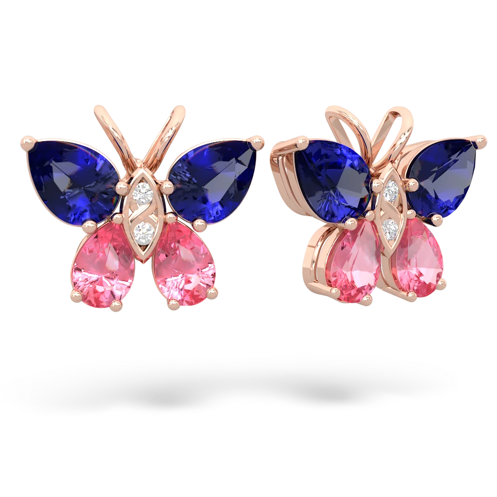 Lab Sapphire Butterfly 14K Rose Gold earrings E2215