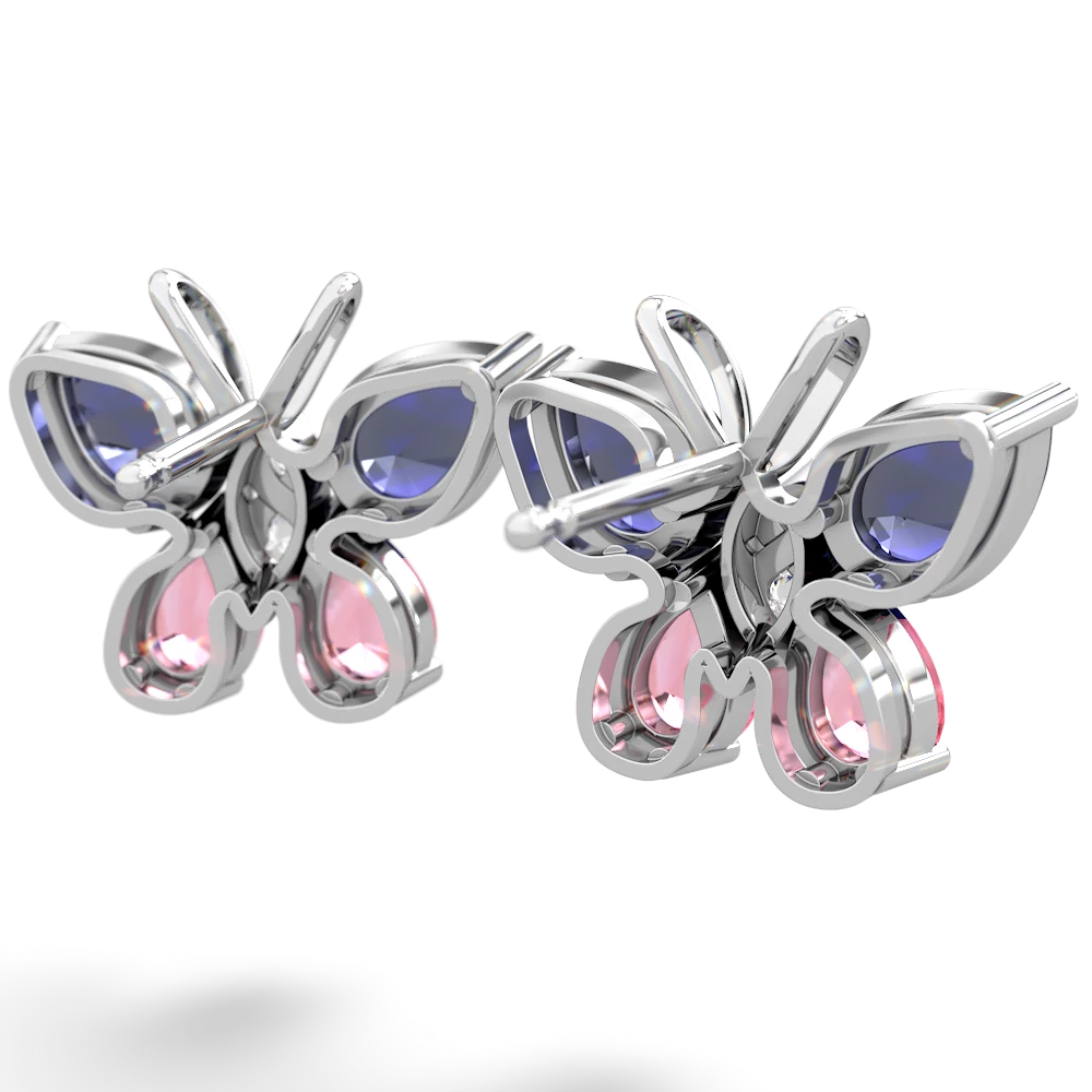 Lab Sapphire Butterfly 14K White Gold earrings E2215