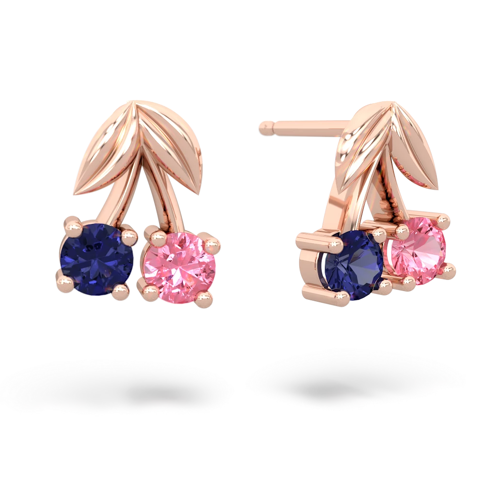 Lab Sapphire Sweet Cherries 14K Rose Gold earrings E7001