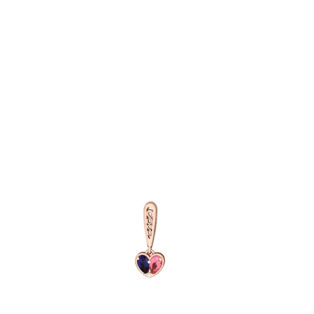 Lab Sapphire Filligree Heart 14K Rose Gold earrings E5070
