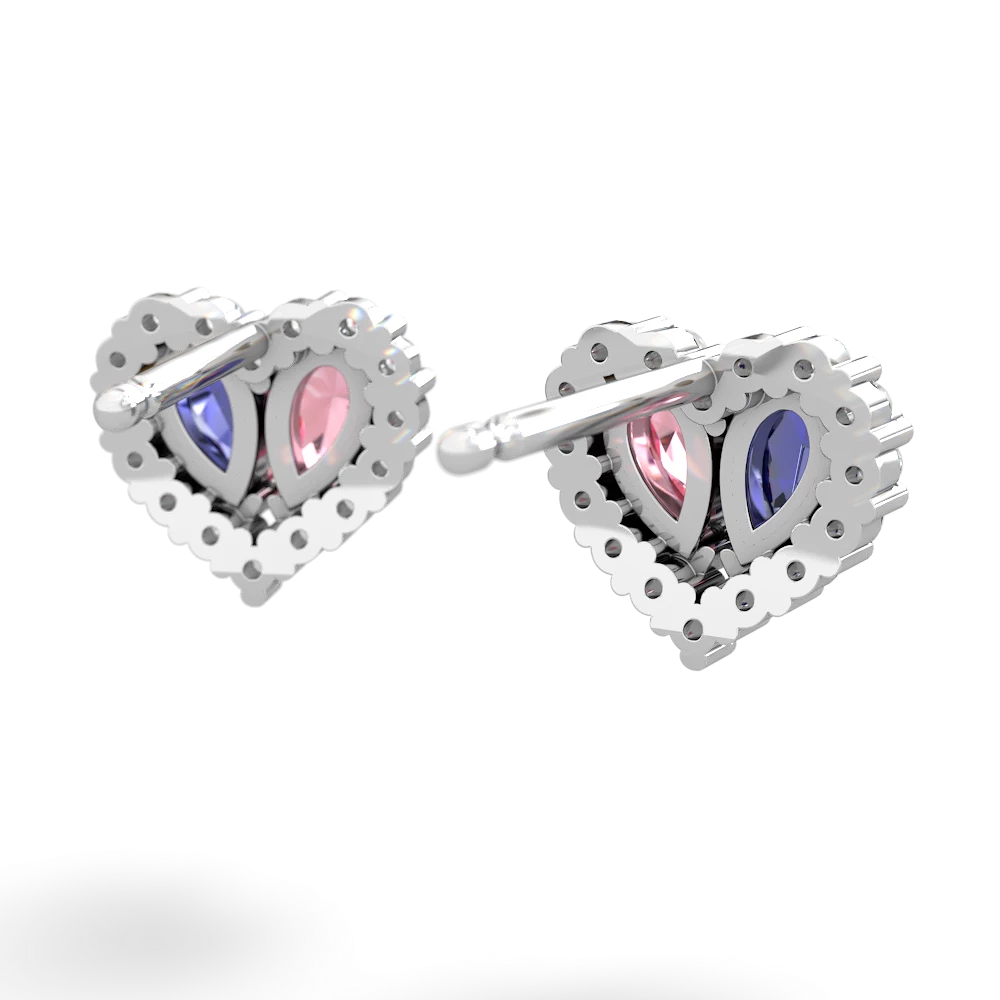 Lab Sapphire Halo 14K White Gold earrings E7008