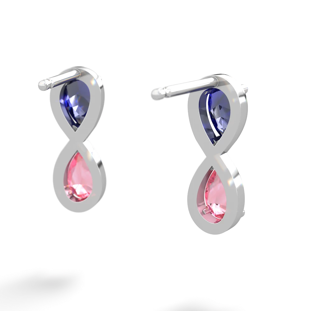 Lab Sapphire Infinity 14K White Gold earrings E5050