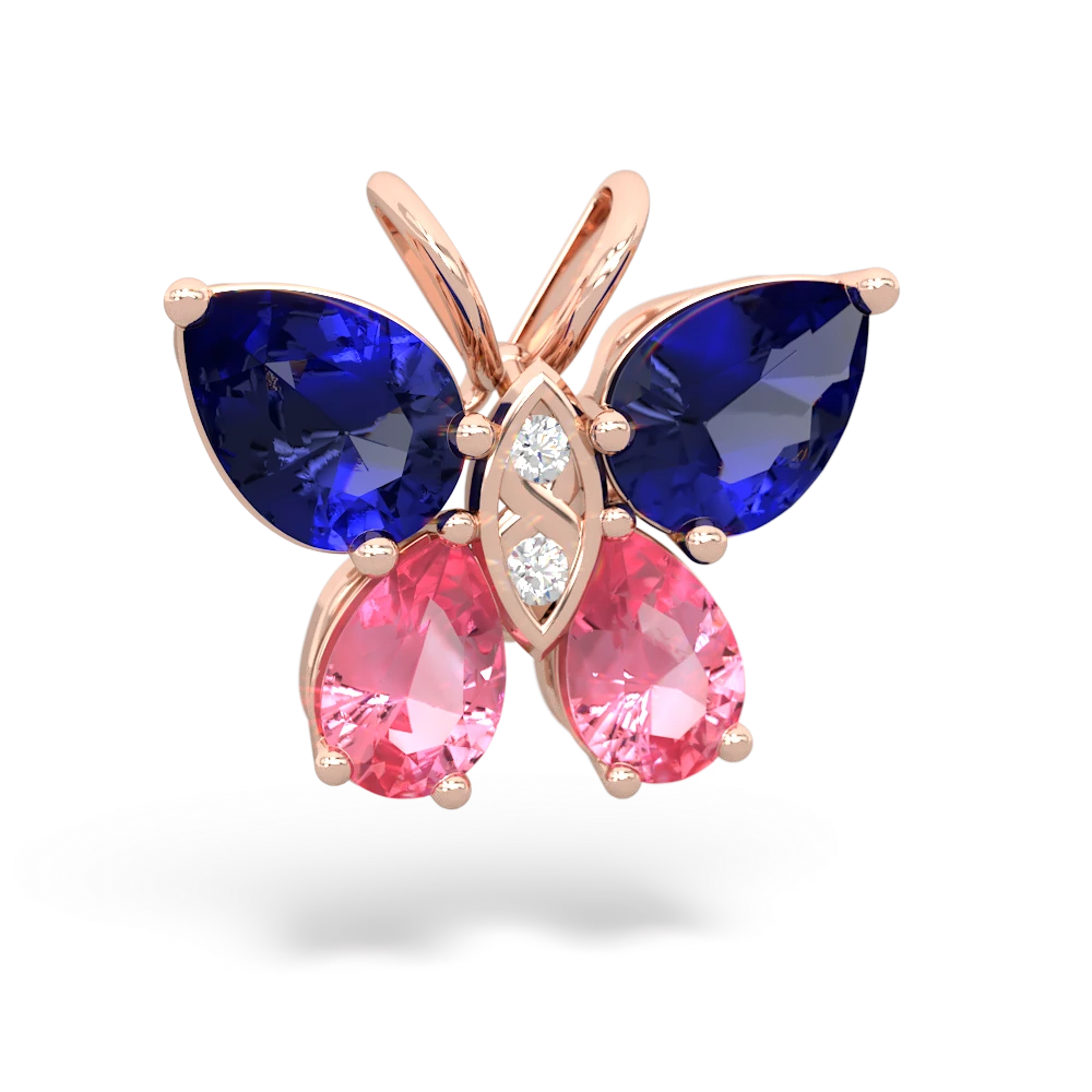 Lab Sapphire Butterfly 14K Rose Gold pendant P2215