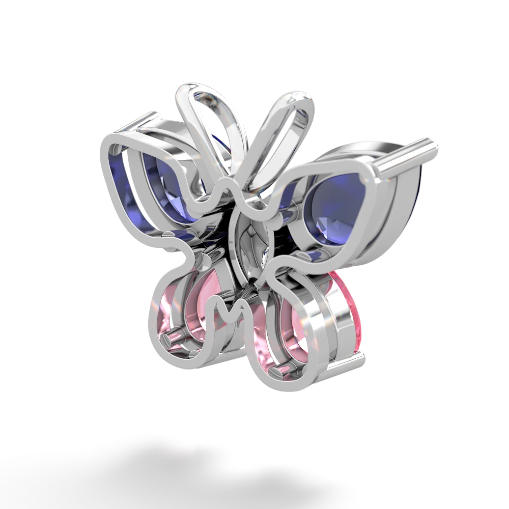 Lab Sapphire Butterfly 14K White Gold pendant P2215