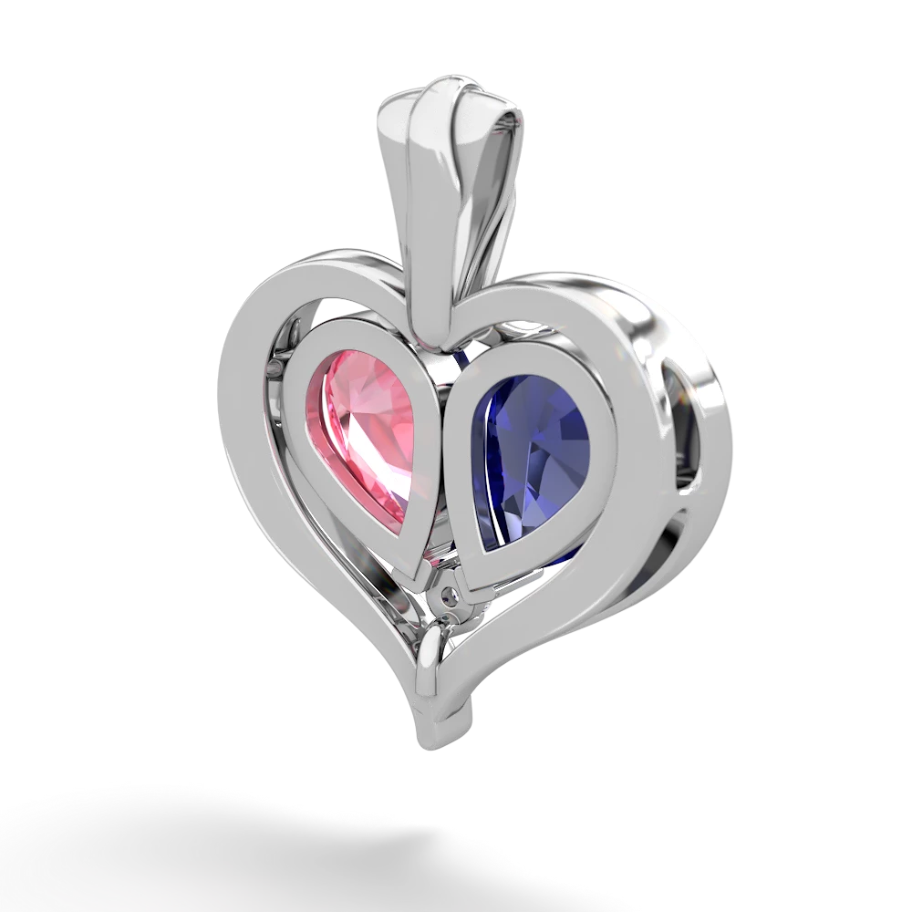 Lab Sapphire Two Become One 14K White Gold pendant P5330