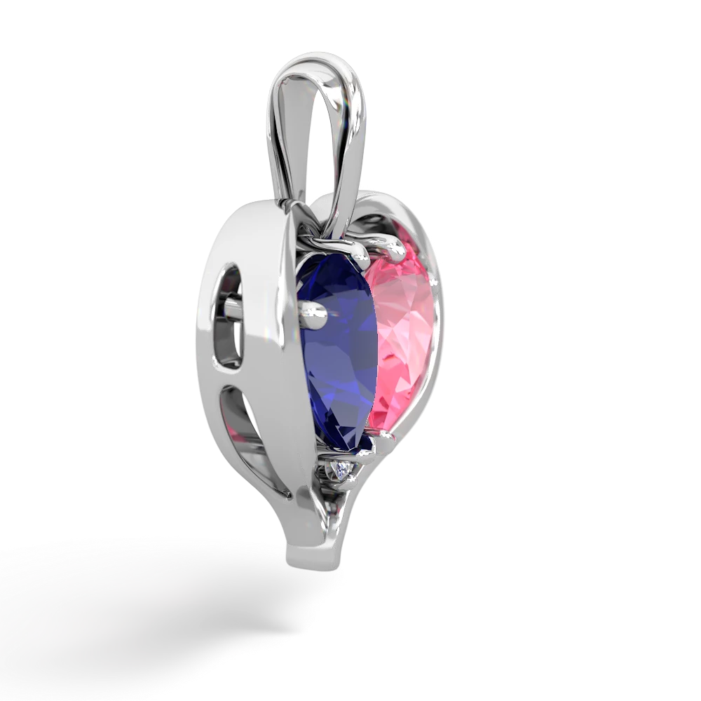 Lab Sapphire Two Become One 14K White Gold pendant P5330