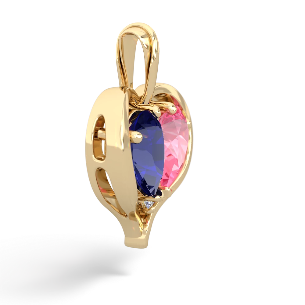 Lab Sapphire Two Become One 14K Yellow Gold pendant P5330