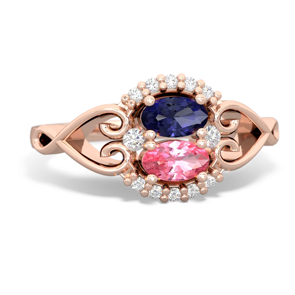 Lab Sapphire Love Nest 14K Rose Gold ring R5860