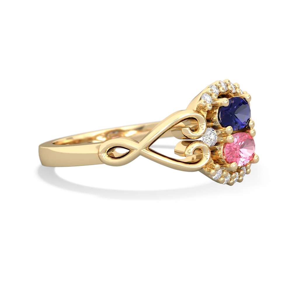 Lab Sapphire Love Nest 14K Yellow Gold ring R5860