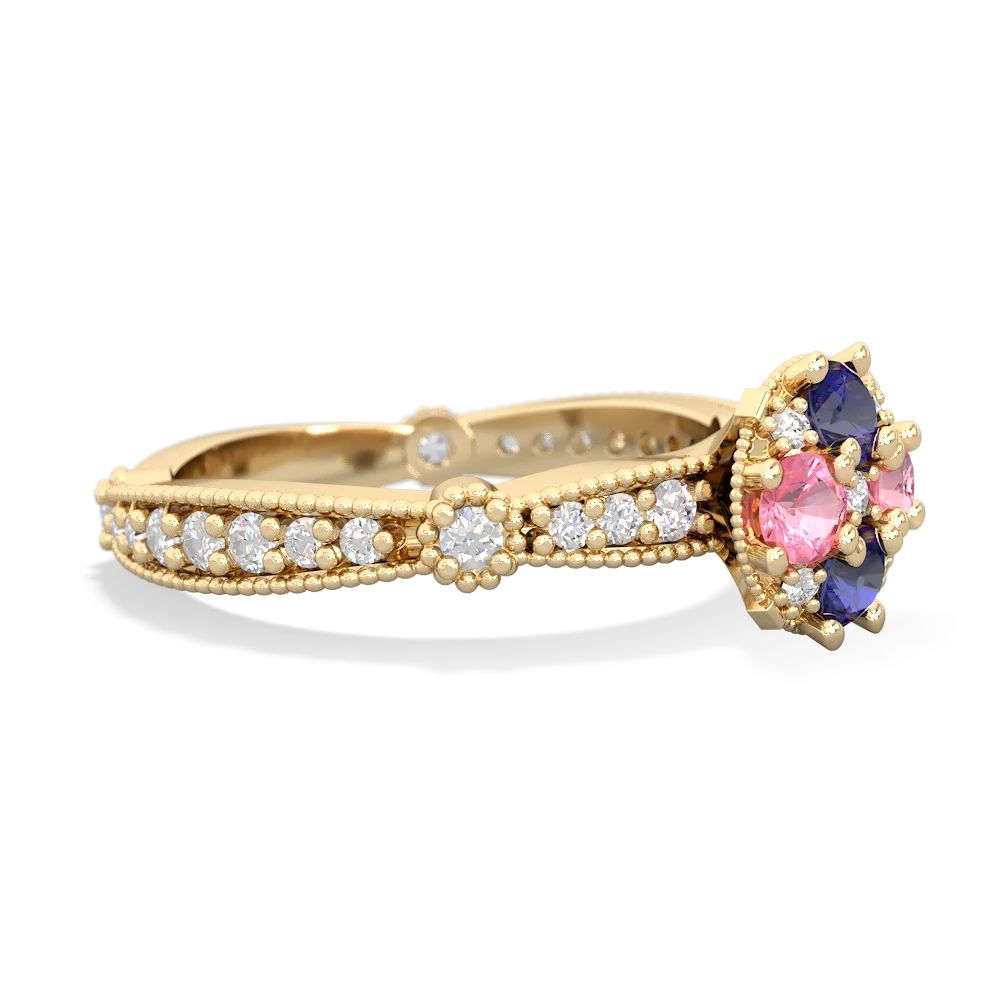 Lab Sapphire Sparkling Tiara Cluster 14K Yellow Gold ring R26293RD