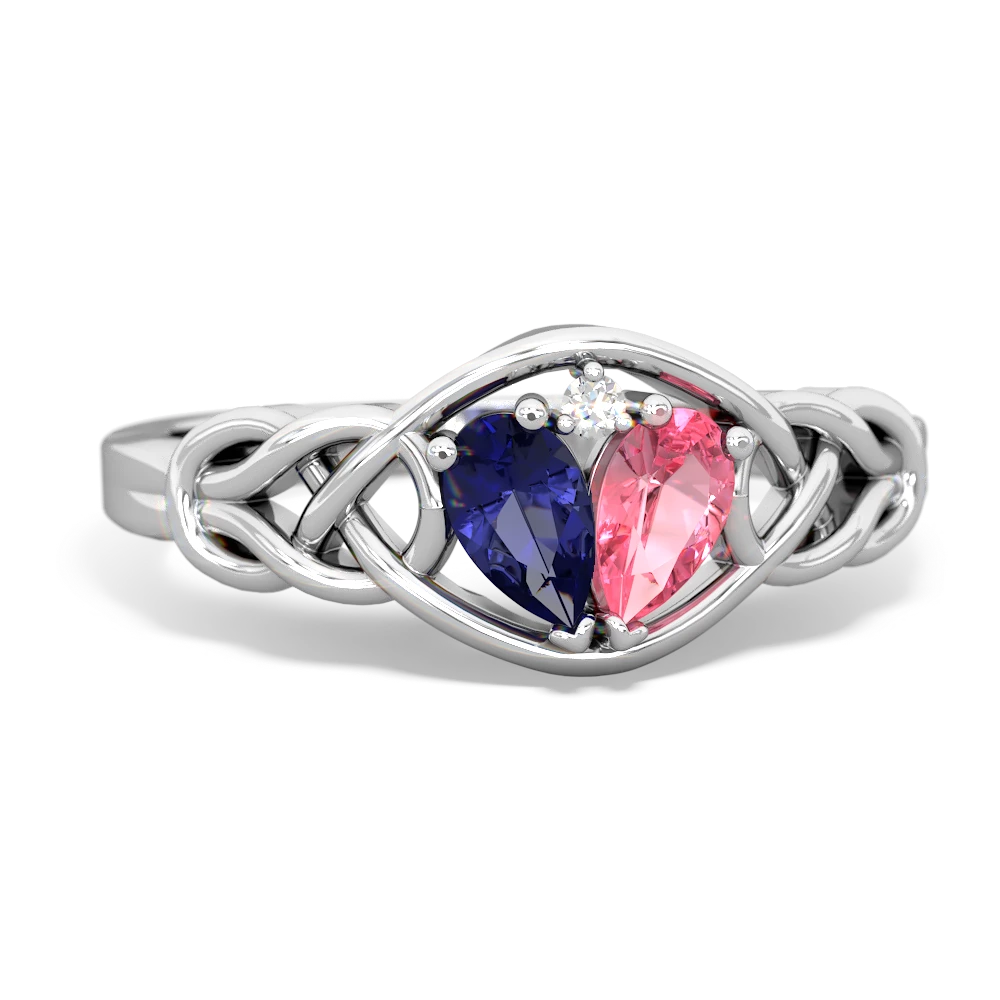 Lab Sapphire Celtic Love Knot 14K White Gold ring R5420