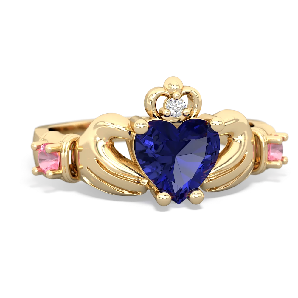 Lab Sapphire Claddagh Keepsake 14K Yellow Gold ring R5245