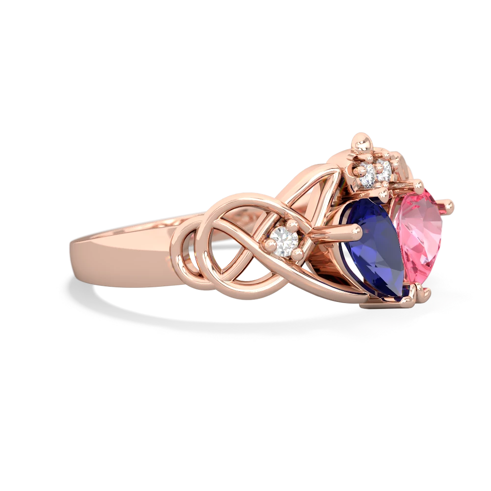 Lab Sapphire 'One Heart' Celtic Knot Claddagh 14K Rose Gold ring R5322