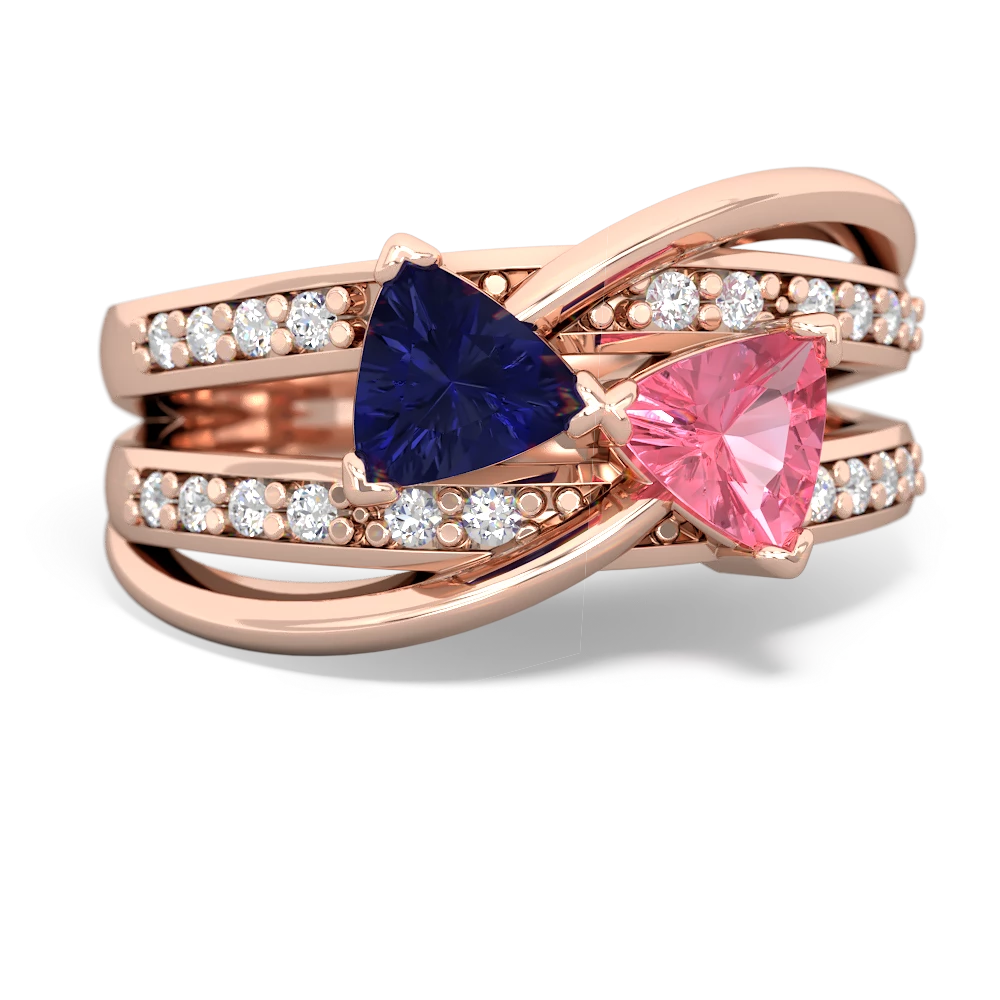 Lab Sapphire Bowtie 14K Rose Gold ring R2360