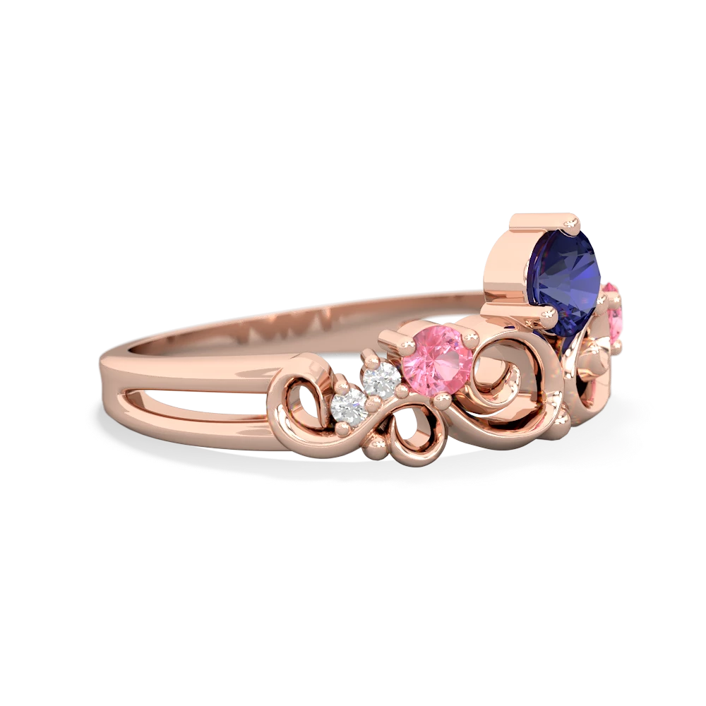 Lab Sapphire Crown Keepsake 14K Rose Gold ring R5740