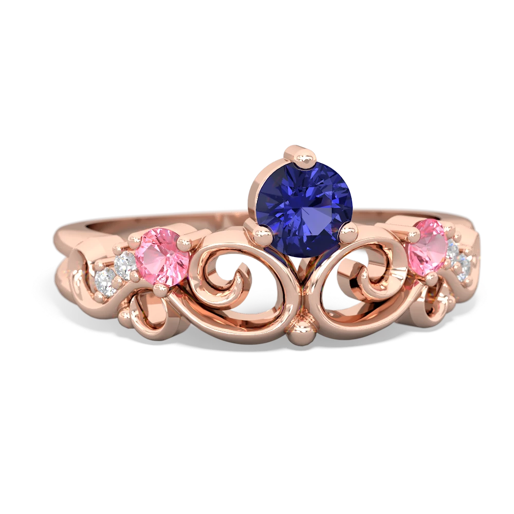 Lab Sapphire Crown Keepsake 14K Rose Gold ring R5740