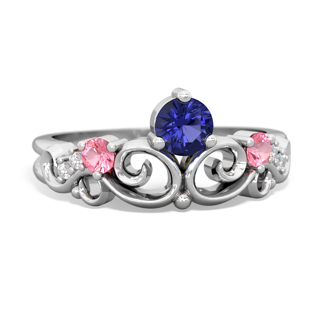 Lab Sapphire Crown Keepsake 14K White Gold ring R5740