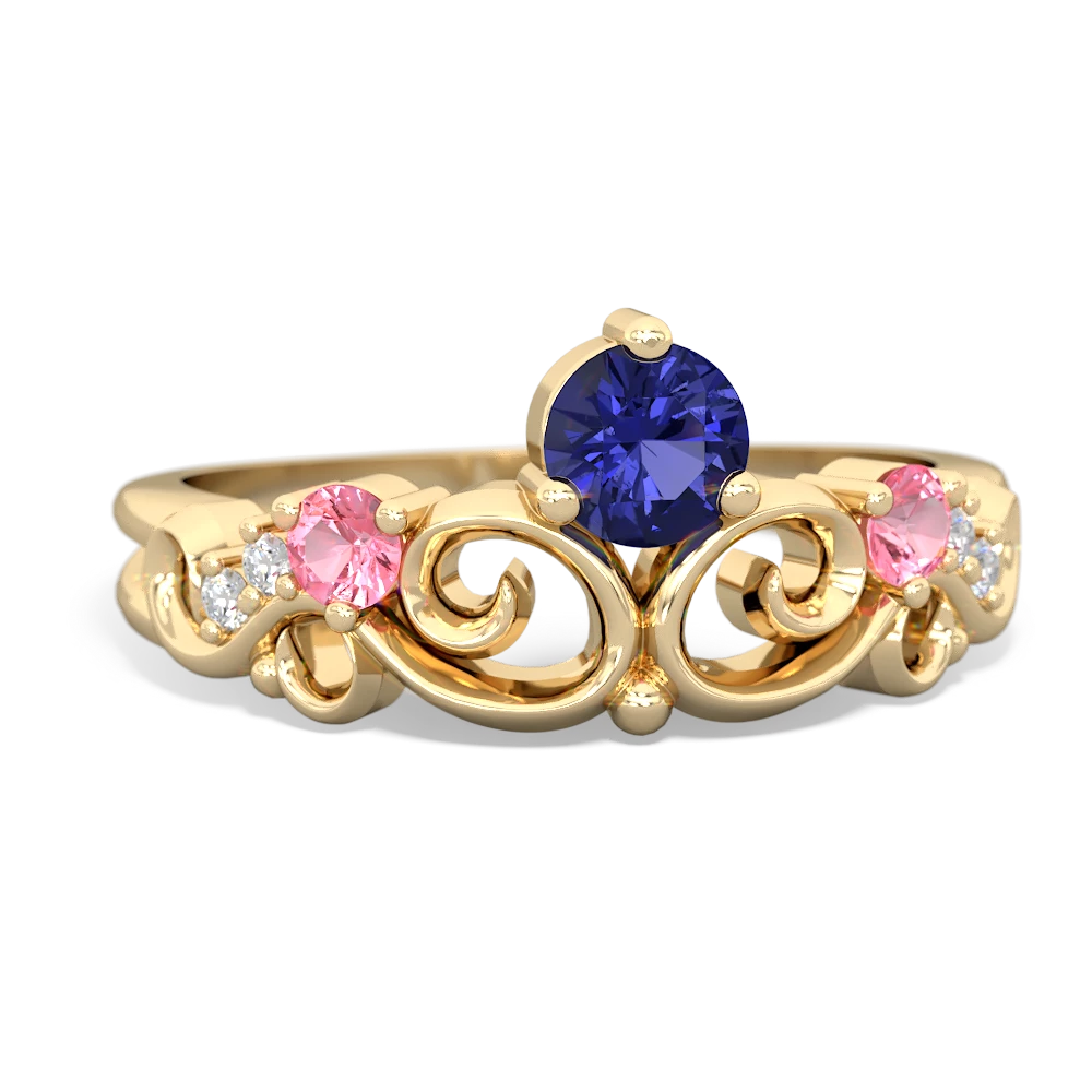 Lab Sapphire Crown Keepsake 14K Yellow Gold ring R5740