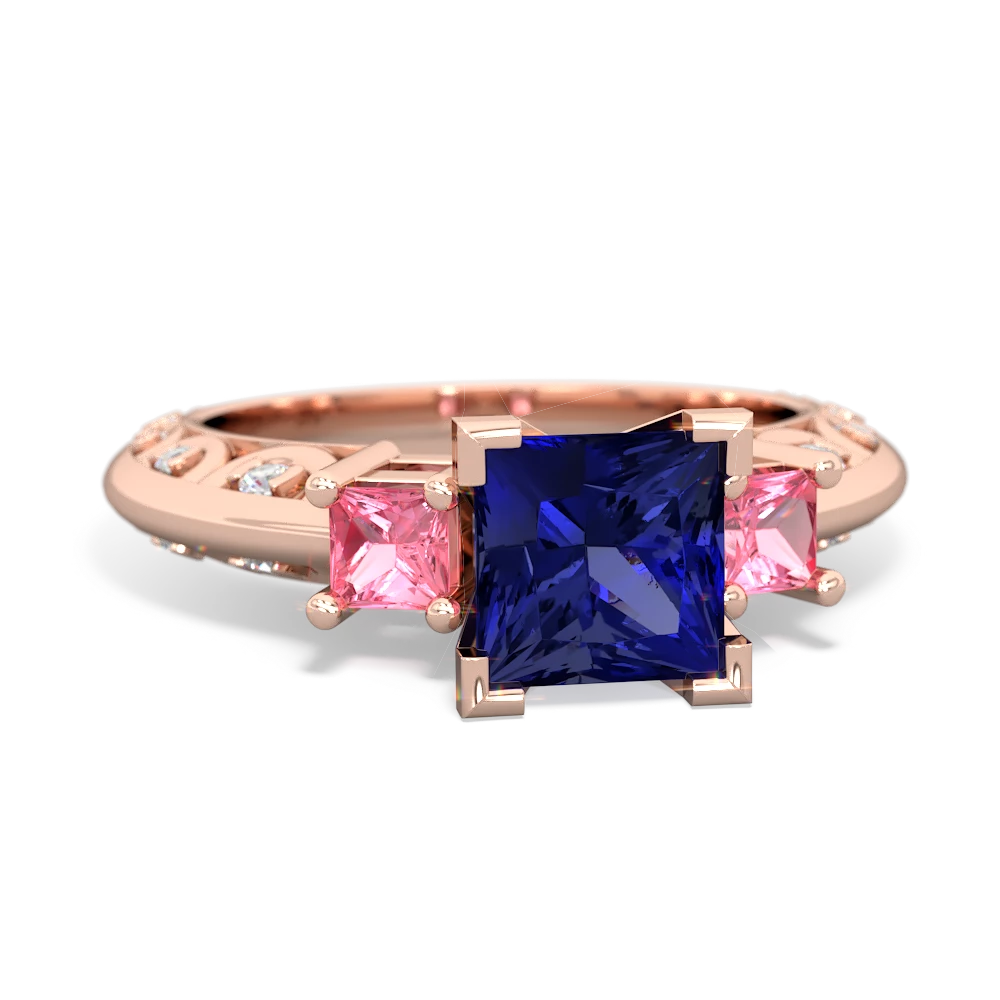 Lab Sapphire Eternal Embrace Engagement 14K Rose Gold ring C2001