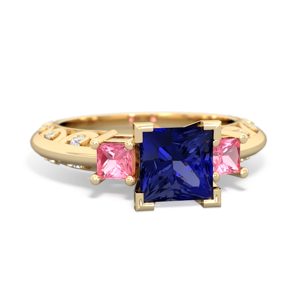 Lab Sapphire Eternal Embrace Engagement 14K Yellow Gold ring C2001