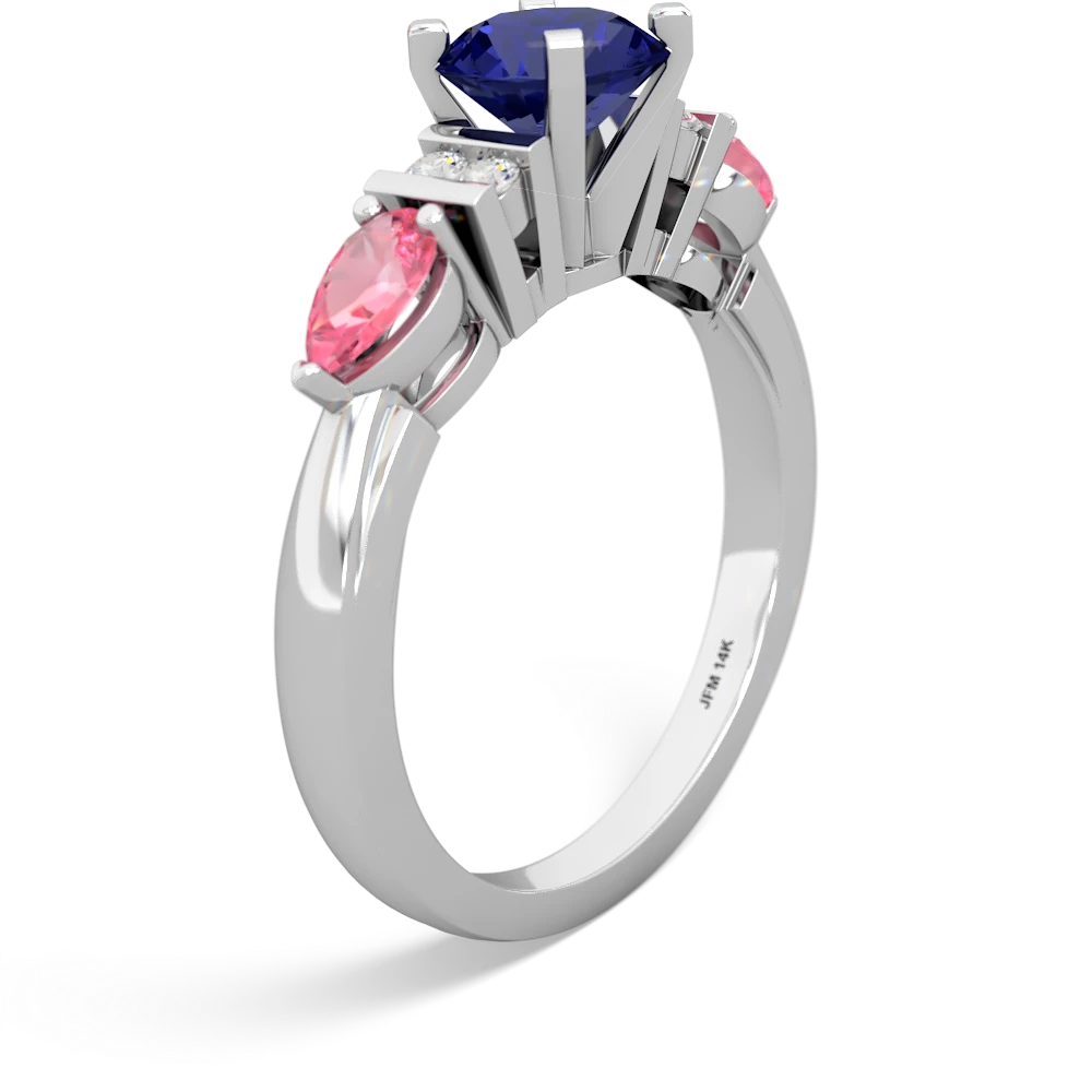 Lab Sapphire 6Mm Round Eternal Embrace Engagement 14K White Gold ring R2005