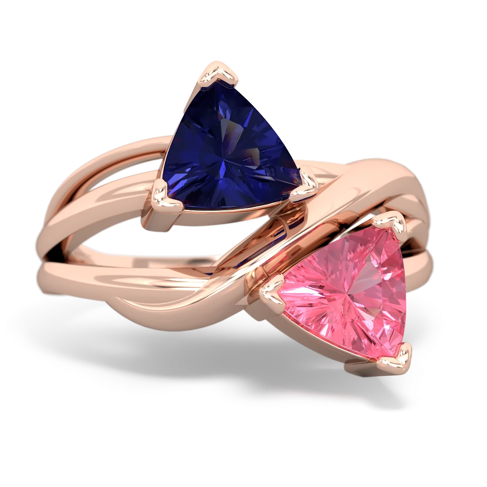 Lab Sapphire Split Band Swirl 14K Rose Gold ring R2341