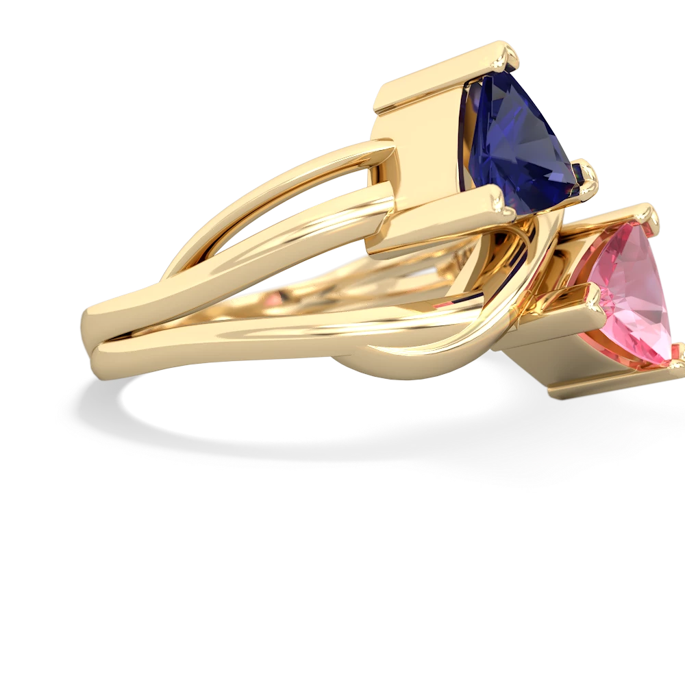 Lab Sapphire Split Band Swirl 14K Yellow Gold ring R2341