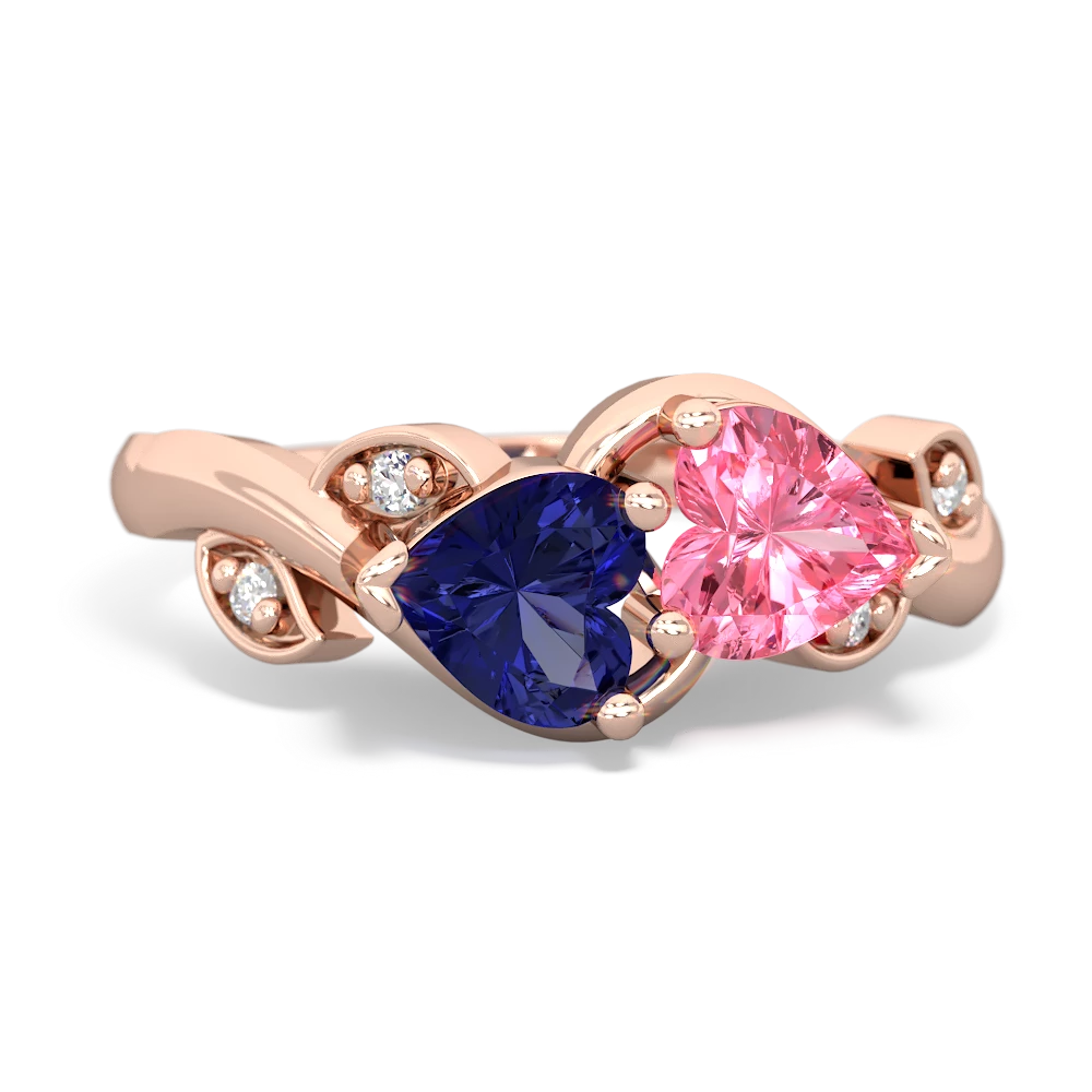 Lab Sapphire Floral Elegance 14K Rose Gold ring R5790