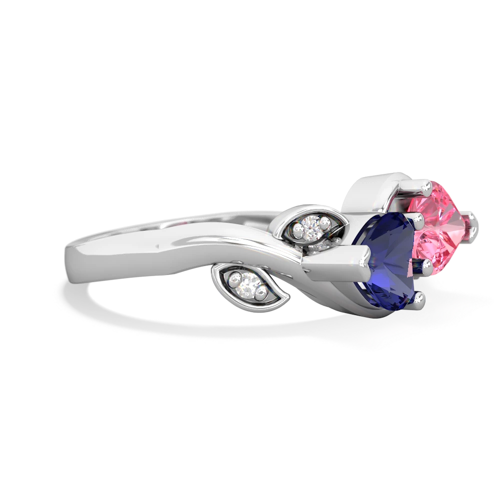 Lab Sapphire Floral Elegance 14K White Gold ring R5790